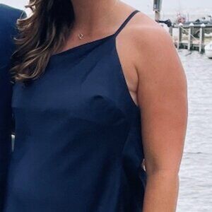 Asos Navy Blue One Shoulder Cocktail Dress